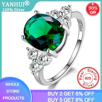 Lavet af Sølv 925 Smykker Grønne Smaragd-Ædelsten Ringe til Kvinder Bizuteria Anillos Luksus Zirconia Diamant Ringe til Kvinder