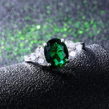 Lavet af Sølv 925 Smykker Grønne Smaragd-Ædelsten Ringe til Kvinder Bizuteria Anillos Luksus Zirconia Diamant Ringe til Kvinder