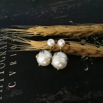 Vanssey Vintage Naturlige Perle Rund Stud Øreringe, Mode Smykker Statement Tilbehør til Kvinder 2018 Ny