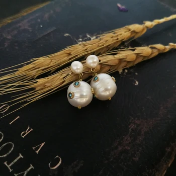 Vanssey Vintage Naturlige Perle Rund Stud Øreringe, Mode Smykker Statement Tilbehør til Kvinder 2018 Ny