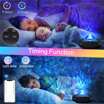 Farverige Star projektor lys Sky Galaxy Wifi Smart Life USB Voice Control Musik Afspiller LED Nat Lys Projektion Romantisk Lampe