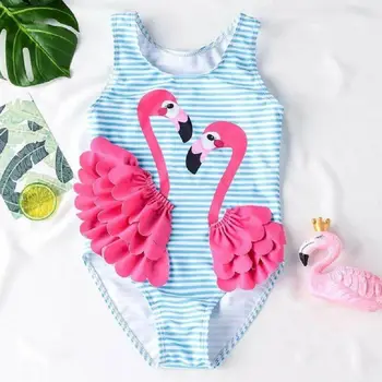 Flamingo Kid Baby Pige Et Stykke Bodysuit Badetøj Bikini Badedragt Badedragt Strand Sommer Piger Tøj