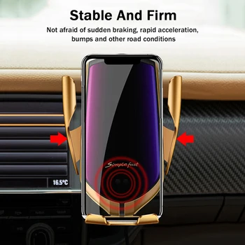 Smart Sensor Bil Trådløse Oplader 10W Qi Hurtig Opladning Intelligent Infrarød Automatisk Fastspænding Telefon Holder Til iPhone 8 Samsung