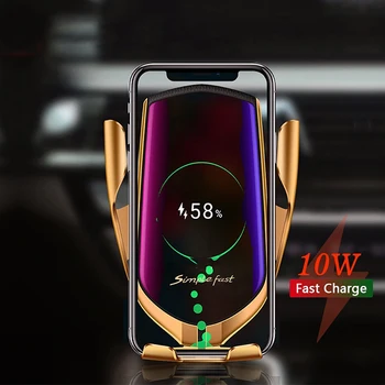 Smart Sensor Bil Trådløse Oplader 10W Qi Hurtig Opladning Intelligent Infrarød Automatisk Fastspænding Telefon Holder Til iPhone 8 Samsung