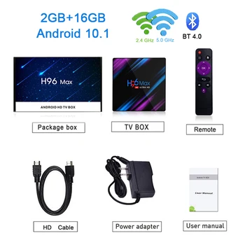 H96 Antal Smart-TV-Boksen Android 10 RK3318 16GB, 32GB, 64GB USB3.0 1080P H. 265 60fps Google Voice Assitant Youtube 4K Smart TVbox 9.0