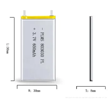 3,7 V 650mah 803030 Lithium-Polymer-LiPo Genopladeligt Batteri Til Mp3-Mp4 Mp5