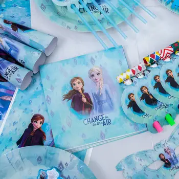 102pcs Disney Frosne festartikler af Papir Fødselsdag Cup Plade Serviet Halm Snow Queen Disponibel Jul Pynt Til Hjemmet