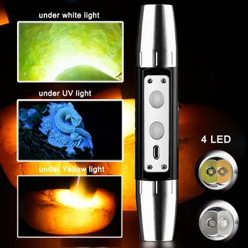 Topcom USB-Genopladelige Jade Lommelygte 365/395nm UV-Lanterne 4 Filer 3w LED-UV-Brænder indbygget Batteri For Penge Jade Detektor