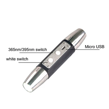 Topcom USB-Genopladelige Jade Lommelygte 365/395nm UV-Lanterne 4 Filer 3w LED-UV-Brænder indbygget Batteri For Penge Jade Detektor