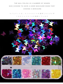 Butterfly Søm Pailletter Glitrende Stil Fluorescerende Effekt, Iriserende Maple Leaf Dekoration 3d Nail Art Pailletter Nail Art