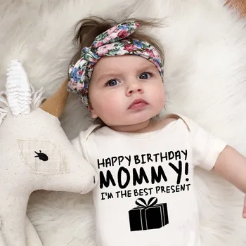 Bomuld Baby Tøj til Nyfødte Drenge Piger Romper tillykke med Fødselsdagen MOR Print Søde Bløde Spædbarn Romper Sleepsuit Gave til Mor
