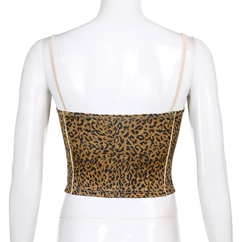 SUCHCUTE Grunge Æstetik Afgrøde Toppe For Kvinder Streetwear Leopard Print Rave Outfits Tank Tops Sommer-Sexy-V-Hals Partywear