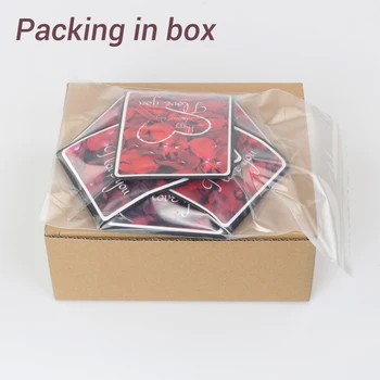 Sekskant Overraskelse Eksplosion Box DIY Håndlavet Scrapbog fotoalbum, Bryllup gaveæske til Valentine Julegave Æsker