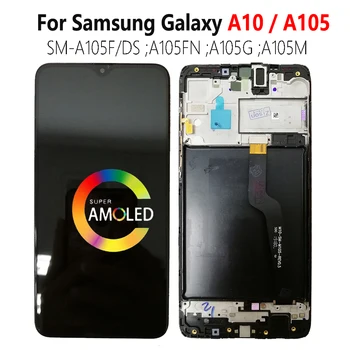 Super AMOLED A105 LCD-For SAMSUNG Galaxy A10 2019 Skærm Med Ramme SM-A105F/DS A105FN Skærm Touch Sensor Digitizer Assembly