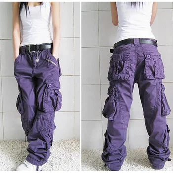Baggy Pants 5 farver 2020 Nye Ankomst Plus Size Cargo Bukser Tyk overalls lommer Hip Hop Kvinder Hip Hop Loose Jeans khaki S50