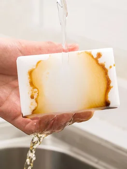 100pcs/pakke 100*60*20 mm Hvid Melamin Magic Sponge Svamp Viskelæder Til Køkken, Kontor, Badeværelse Rengøring Svamp