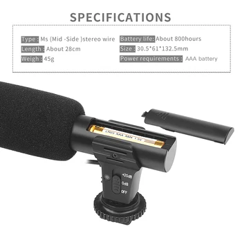 SKYDE 3,5 mm Ekstern Stereo kondensatormikrofon til Nikon Canon Sony DSLR-Kamera Vlogging Interview Video Optagelse Mikrofon