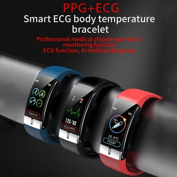 2020 Smart Ur E66 Kroppens Temperatur EKG-PPG Smart Armbånd puls, Blodtryk/Ilt Overvåge Musik Kontrol Sport Band