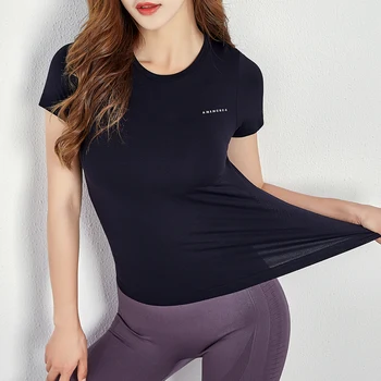 BINAND Nylon Yoga Top Hurtig Tør Fitness T-shirt Fitness-Shirt, Slim Sports Top Elastisk Løbe T-shirt Træning Shirt Faste Yoga-Shirt