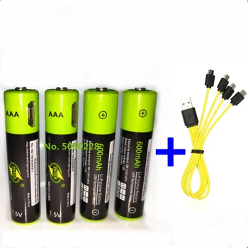 Hot salg ZNTER 1,5 V AAA genopladelige batteri USB-600mAh genopladeligt lithium-polymer-batteri hurtig opladning via Mikro-USB-kabel