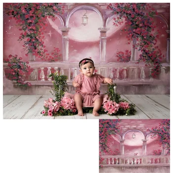 Pink blomster pavilion baby fotografering baggrund klud jungle baggrund billeder vinyl photoshoot photobooth vl179