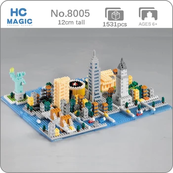 HC 8005 Arkitektur New York Frihedsgudinden 3D-Model DIY Mini Diamant Blokke, Mursten Bygning Legetøj for Børn, ingen Box