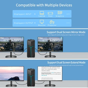 Super sejhed DisplayPort 1.4 8K Kabel-8K 60Hz 4K 144Hz DP1.4 Adapter 3D HDR 4:4:4, for Bærbare PC, Display Port til DisplayPort