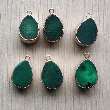 Engros 6stk/masse mode natural crystal green water drop form vedhæng til DIY-halskæde smykker at gøre gratis