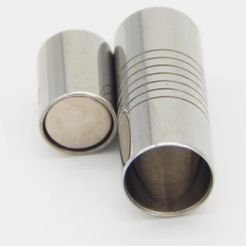 5pcs Rustfrit Stål Runde Magnetisk Clips Sølv Metal Stik Læder Snor Armbånd Tilbehør til Smykker at Gøre DIY