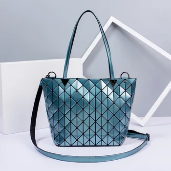 2020 Lysende Farve Skiftende Kvinders Håndtasker Trekant Mønster Geometri Rhombus skuldertaske Aftagelig skulderrem Store Tasker
