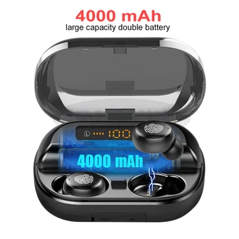 9D Sport Stereo Hovedtelefon med 4000mAh Power Bank Trådløse Bluetooth-5.0 Øretelefoner IPX7 Vandtæt TWS Bluetooth Hovedtelefon