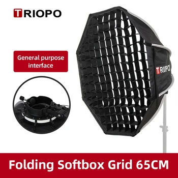 Triopo KX65 65cm Speedlite Paraply Octagon Softbox + Honeycomb Grid Udendørs Flash Blød Boks til Godox V1 Speedlite Softbox