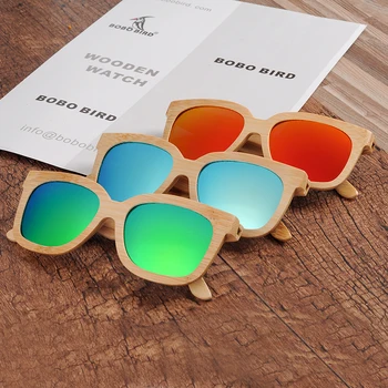 BOBO FUGL Træ-Polaroid Solbriller i Træ Polariseret Håndlavet Bambus Kvinder Solbriller, solbriller til Mænd Gafas Oculos De Sol Mader