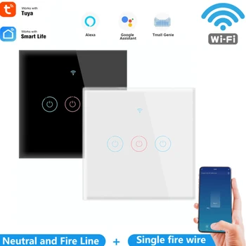 1/2/3 Bande WiFi Smart Home Tryk Let kontakt på Væggen Panel Alexa/Google EU-Standar Hjem Væggen Knappen Smart Light Switch