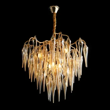 Rusland Klart Glas Parlor LED Lysekroner lysarmaturer Spisestue, Hall Hanglamp Indendørs Art Dekoration 90-260V Guld Metal