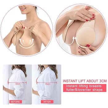 Genanvendelige Kvinder Bra Selvklæbende Silikone Lift Op Tape Løfte Brystet Mærkat Badedragt Nipple Cover Puder Strapless Bra Ryg