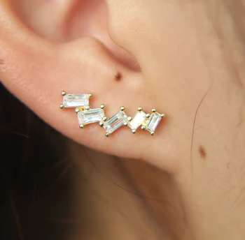 Sølv 925 Ear Cuff Med CZ Cubic Zirconia Øre Bjergiger Øreringe til Kvinder Bane CZ Øre Feje Wrap Minimalistisk Smykker