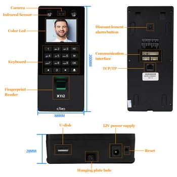 Biometriske Facial ansigtsgenkendelse TCP/IP-Fingeraftryk USB Password Nøglen adgangskontrol syetem Enheden Fremmøde elektrisk lås