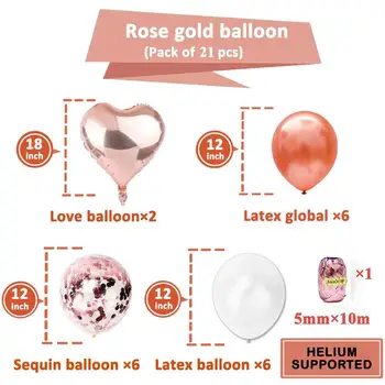 20pcs Rose Guld Konfetti Luft Latex Balloner Fødselsdag Dekoration Børn, Dreng, Pige, Voksen, Bryllup, Baby Shower 2 3 5 18 25 30 50