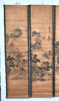 Kina gamle malleri Fire tv malerier Midten hall hængende maleri Landskab Maleri lou guan tu