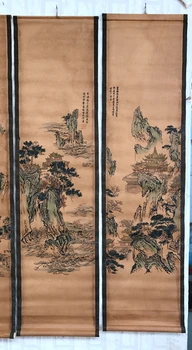 Kina gamle malleri Fire tv malerier Midten hall hængende maleri Landskab Maleri lou guan tu