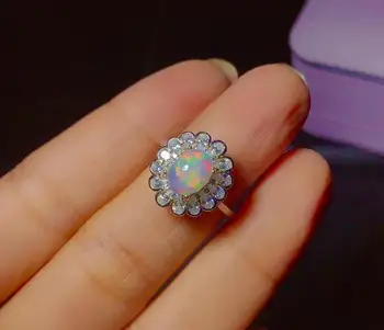 Nye naturlige opal ring 925 sølv damer ring farverige opal luksus elegant skønhed og skønhed