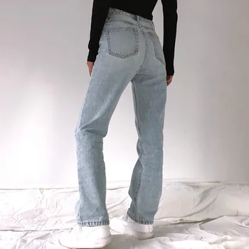 2020 Høj Talje Løs Komfortable Jeans Til Kvinder Plus Size Fashionable Casual Lige Bukser Mødre Jeans Vaskes Boyfriend Jeans