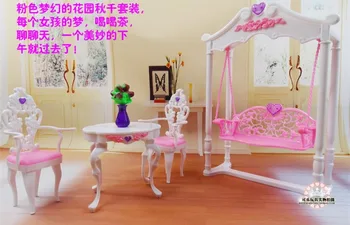 Ægte tilbehør til barbie princess swing musement park ame hus 1/6 bjd dukke møbler casa da boneca miniatura toy