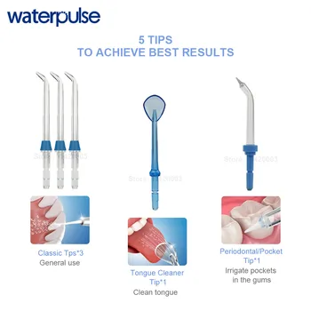 Waterpulse V300B Dental Flosser Vand Floss Mundtlig Irrigator Med 5 Jet Tips Dental mundhygiejne 10 Pres Tænderne Renere Floss