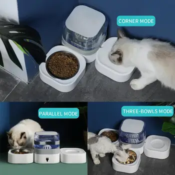 Kimpets Pet Skåle Fødevarer Automatisk Springvand Vand at Drikke Til Hund, Kat Fodring Container Pet Supplies Dobbelt og Tre Skål