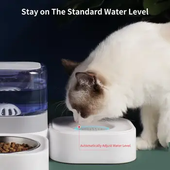 Kimpets Pet Skåle Fødevarer Automatisk Springvand Vand at Drikke Til Hund, Kat Fodring Container Pet Supplies Dobbelt og Tre Skål