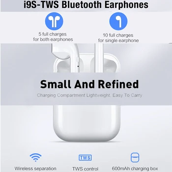 I9S TWS Trådløse hovedtelefoner til en Bluetooth-5.0 Øretelefoner sport Earbuds Headset Med Mikrofon Til iPhone Xiaomi Samsung, Huawei PK I12 I7S