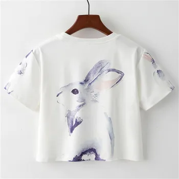2020 Glas Giraf Trykt Sommer T-Shirt til Kvinder Nye Mode Korte Ærmer O Hals Bomuld Crop Tops Casual t-Shirts Sød T-shirt t-shirt