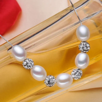 [MeiBaPJ]Real S925 Sterling Sølv Smykker Til Kvinder Mode Naturlige Perle Party Smykker Rent Sølv halskæde+Ring+Øreringe
